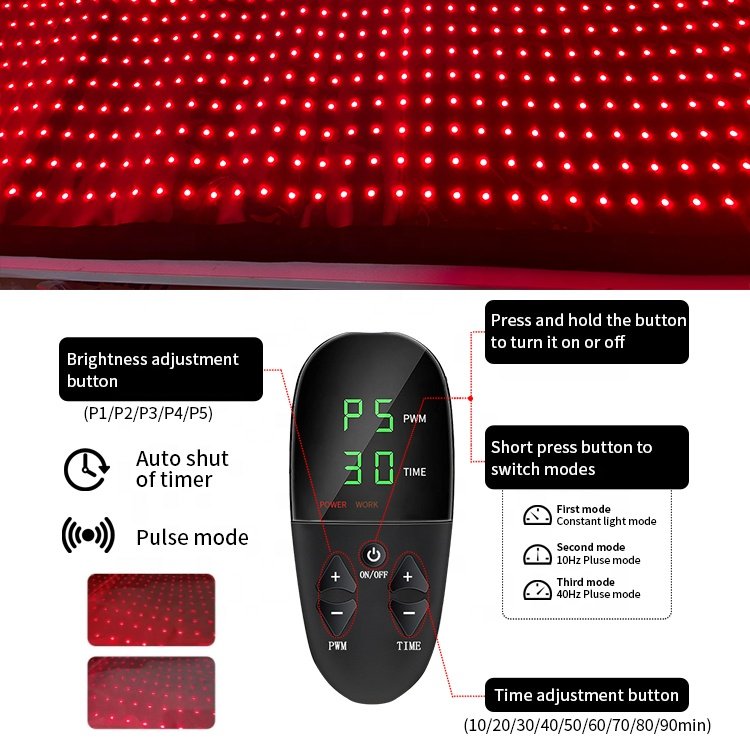 1280pcs LED Chips 180cm Large Size Full Body Therapy Mat 660 850nm Infrared LED Red Light Therapy Bed Mat for Body Health Care