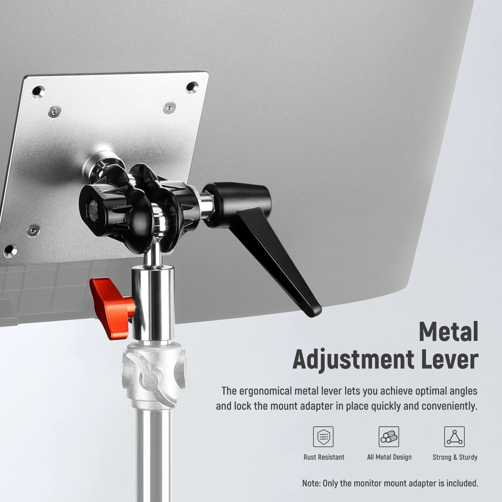 NEEWER Monitor Mount Adapter with VESA Mount Adjustable Aluminum Alloy Light Stand Adapter Dual 360° Ball Joint M4 Screw & 5/8"