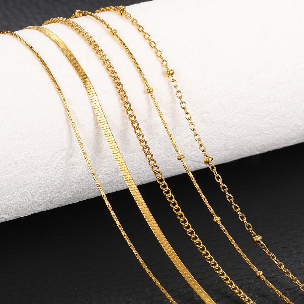 Premium Stainless Steel Link Chain Necklace 18K Gold Rose Gold Plated Snake & Starry Chain With Lobster Clasp for Men & Women