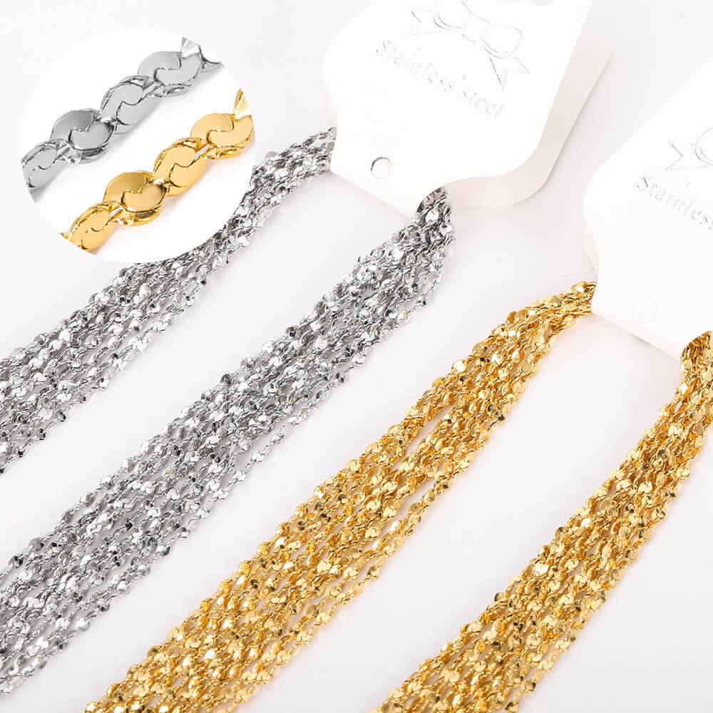 Premium Stainless Steel Link Chain Necklace 18K Gold Rose Gold Plated Snake & Starry Chain With Lobster Clasp for Men & Women