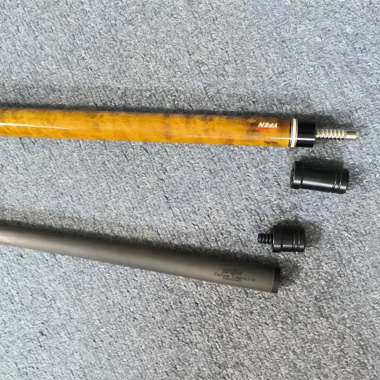 High End Yfen 58" Carbon Fiber Shaft 12.5mm/11.5mm 1/2 Billiard Pool Cue With Extension