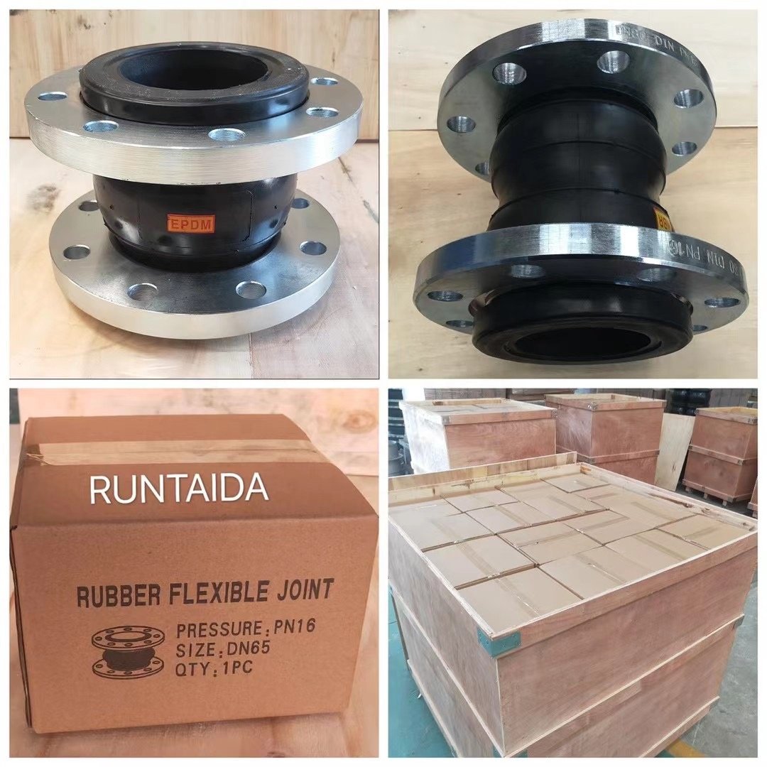 DN200 Double Ball Vibration Eliminators Flanged End EPDM Bellows Coupling Flexible Rubber Expansion Joints