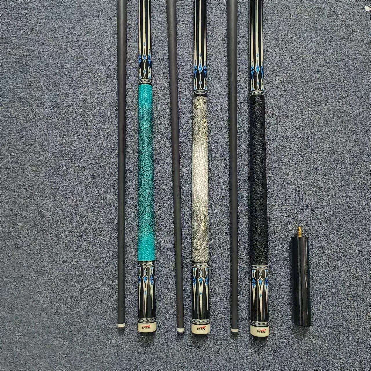 Premium 58" Yfen High-tec Carbon Fiber 11.5mm 12.5mm 1/2 Billiard Pool Cue With Extension