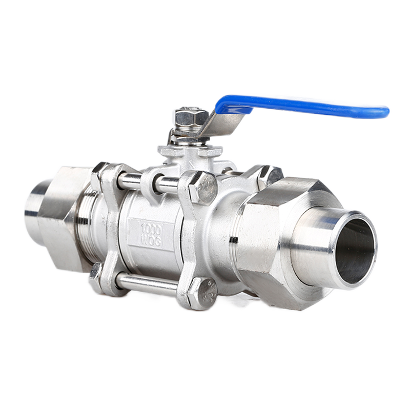 304 Stainless Steel Three-piece External Thread Ball Valve with Welded Sleeve Loose Joint