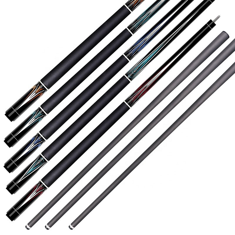 TQG-LC-081 Maple with Multiple Designs Steel Joint and Marking Label Butt Carbon Fiber Pool Cue Pool Cue 1/2 Split 12..5mm