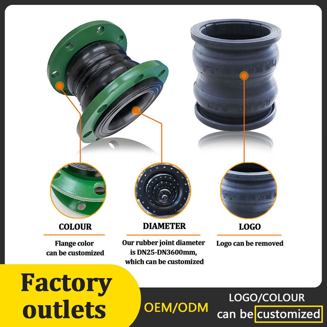 Oil Resistant Flexible Rubber Joint 11/4"--40" Rubber Joint Coupling Pipeline Double Ball Rubber Bellow Expansion Joint