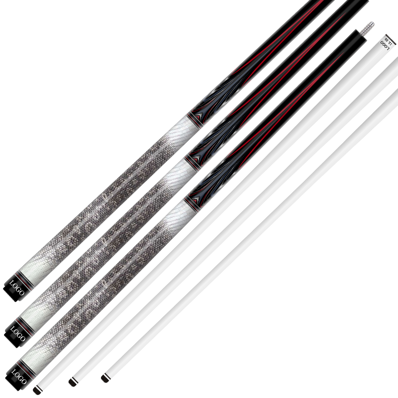 TQG-LC-C04 with Multiple Snooker Joint and Marking Carbon Fiber Pool Cue Billiards Cue 1/2 Split 12..5mm Maple Butt