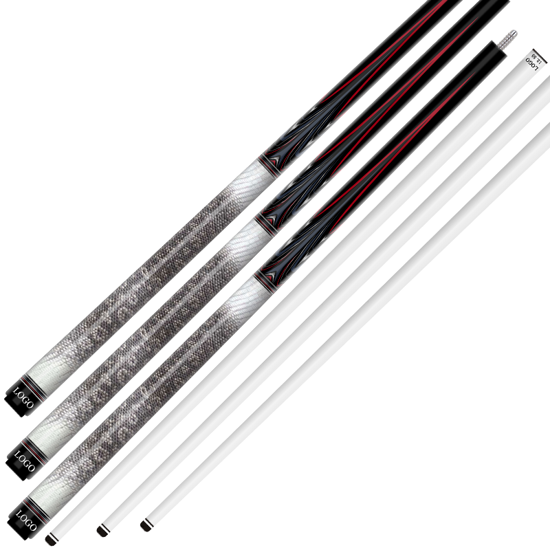 TQG-LC-C04 with Multiple Snooker Joint and Marking Carbon Fiber Pool Cue Billiards Cue 1/2 Split 12..5mm Maple Butt