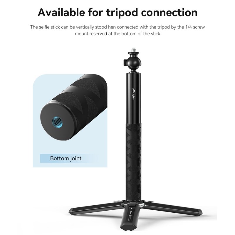 70cm 3 Claw Ball Joint Camera Selfie Stick With Invisible Adapter Base Screw Monopod Set for Insta360 DJI Sport Camera