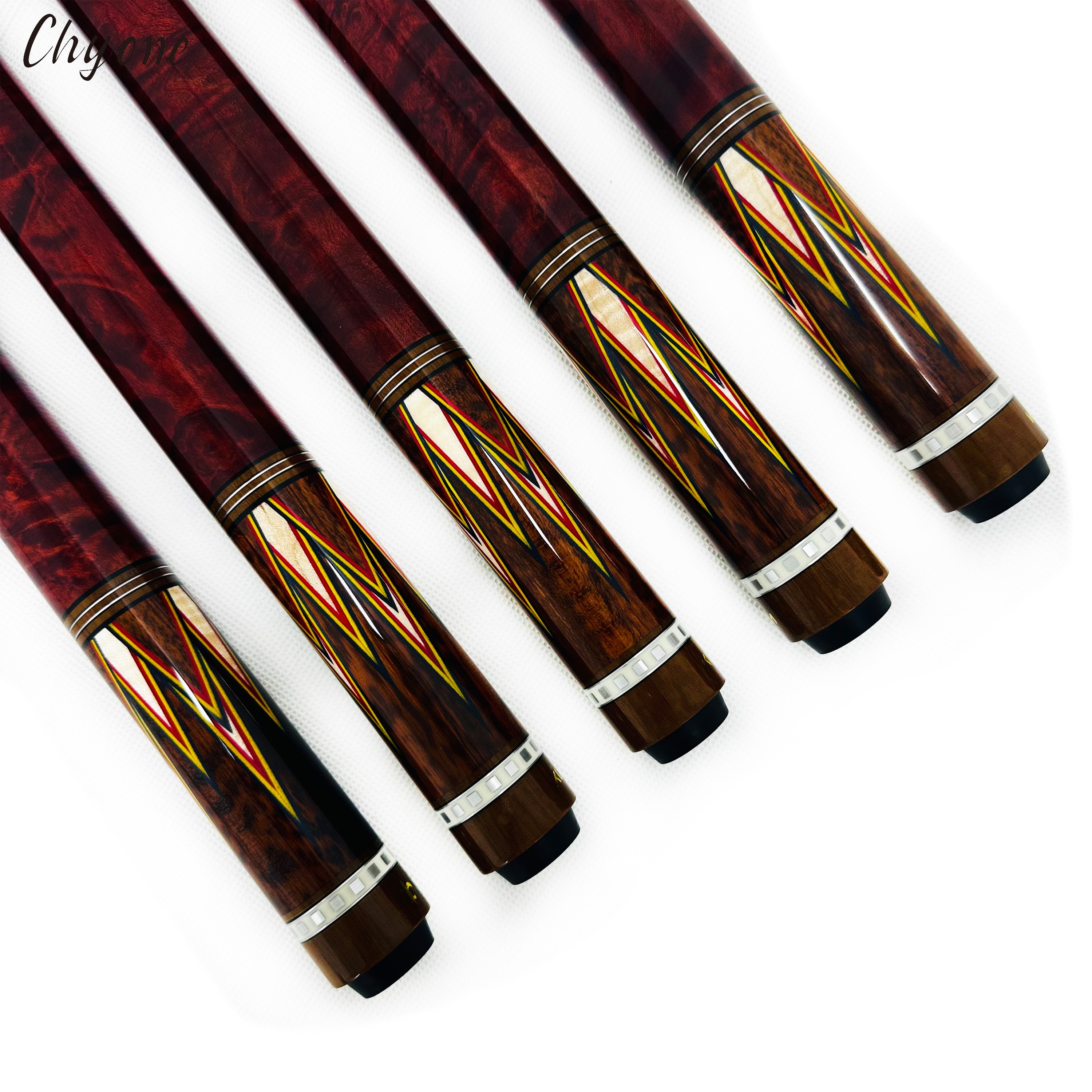 Korea 3 Cushion Carom Cue Chyone Custom Points Inlay Snake Wood Burl Handle Pool Billiard Cues