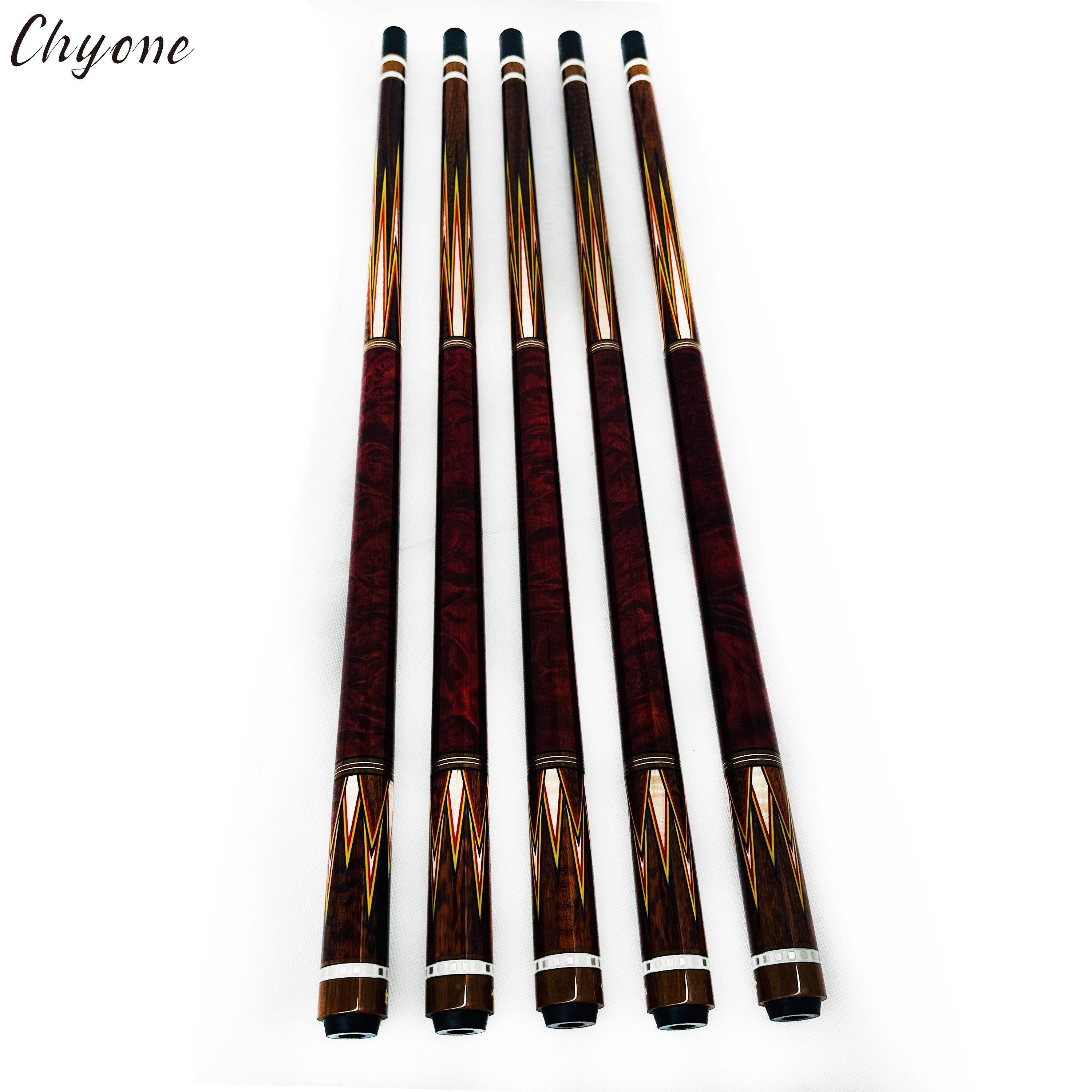 Korea 3 Cushion Carom Cue Chyone Custom Points Inlay Snake Wood Burl Handle Pool Billiard Cues