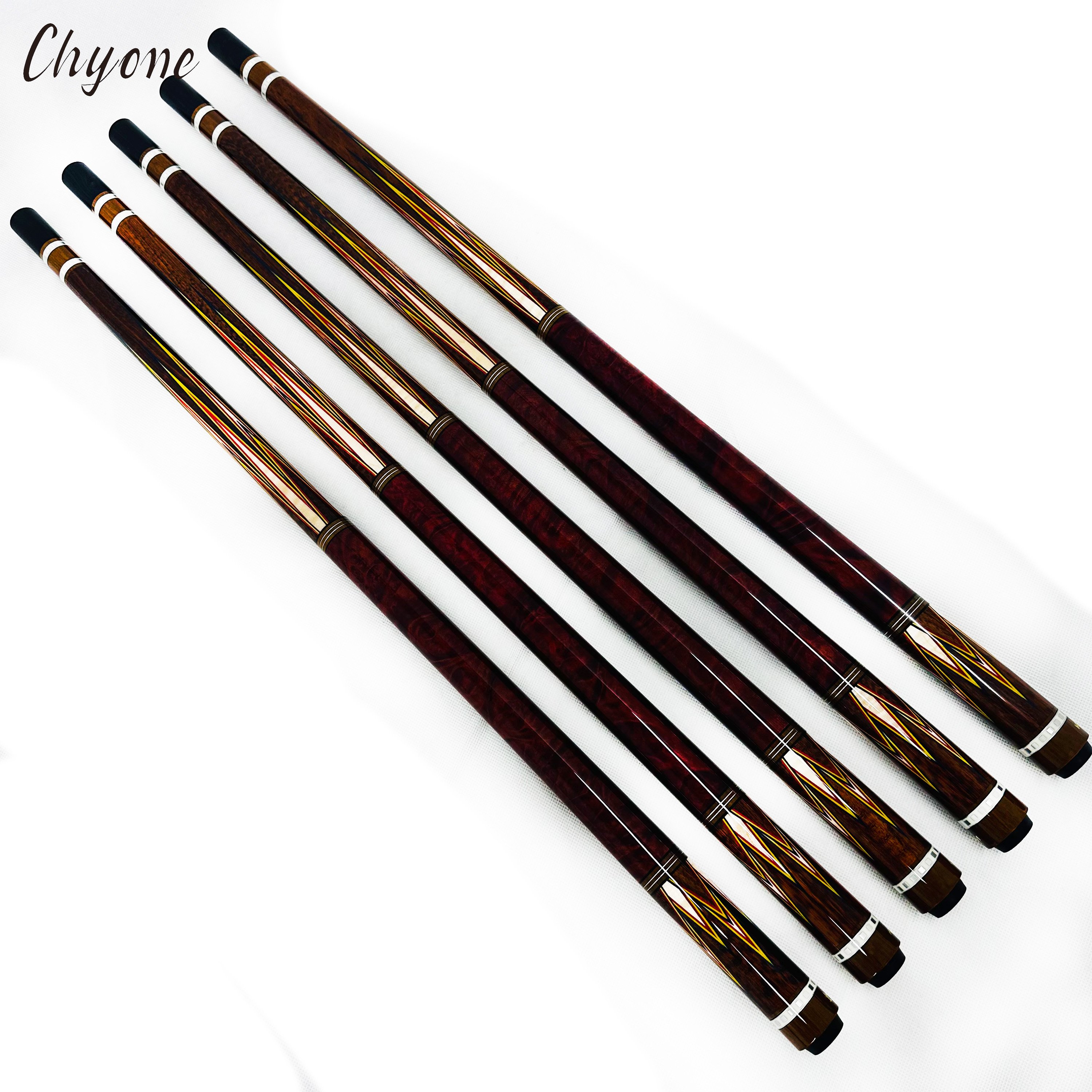Korea 3 Cushion Carom Cue Chyone Custom Points Inlay Snake Wood Burl Handle Pool Billiard Cues
