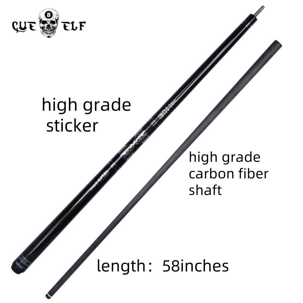 CUEELF Billiard Cue 12.5mm Tip Size High Grade Carbon Fiber Pool Cue High Grade Sticker 58 Inches