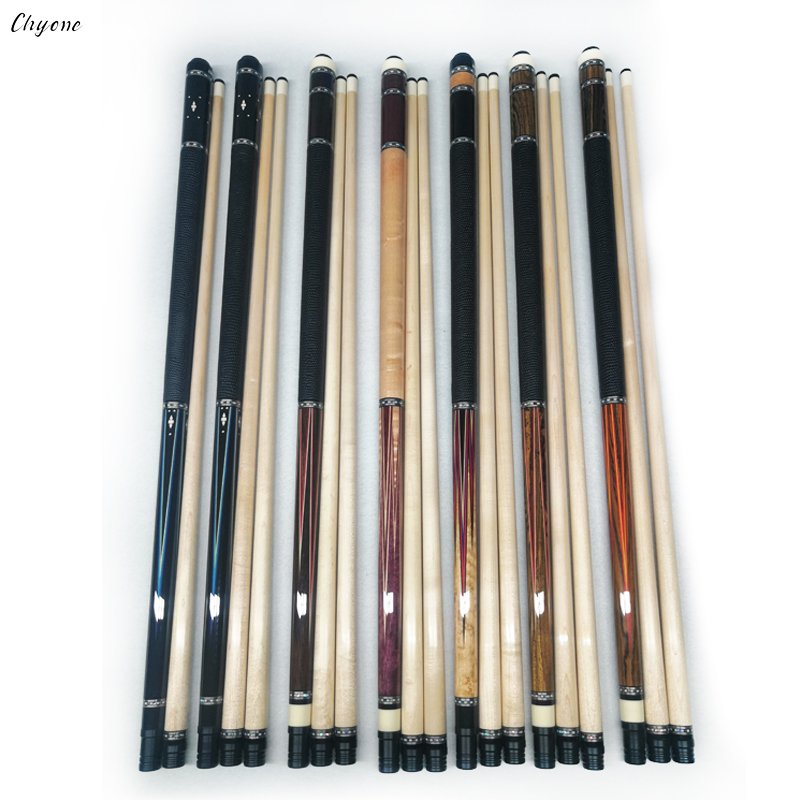Chyone 12pcs Points Inlay Pool Cue with Abalone Shell Ring Double Maple Shafts Handmade Pool Cue Billiard Pool Cue