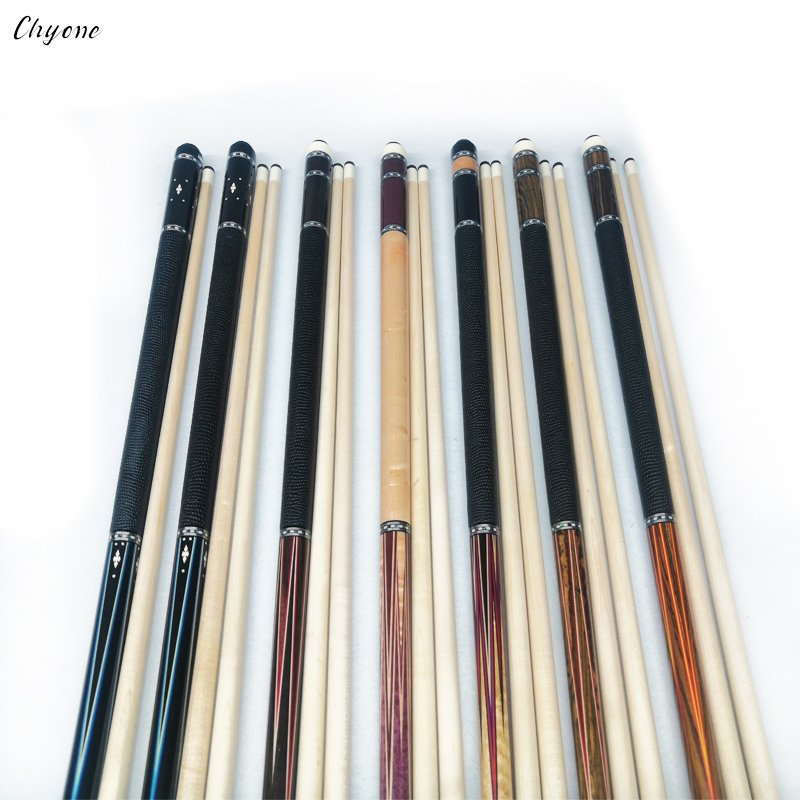 Chyone 12pcs Points Inlay Pool Cue with Abalone Shell Ring Double Maple Shafts Handmade Pool Cue Billiard Pool Cue