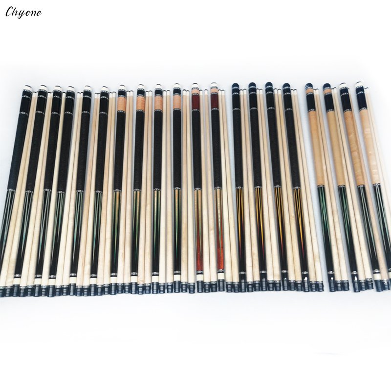Chyone 12pcs Points Inlay Pool Cue with Abalone Shell Ring Double Maple Shafts Handmade Pool Cue Billiard Pool Cue