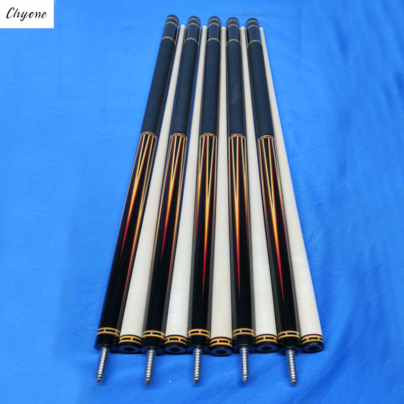Chyone 12pcs Points Inlay Pool Cue with Abalone Shell Ring Double Maple Shafts Handmade Pool Cue Billiard Pool Cue