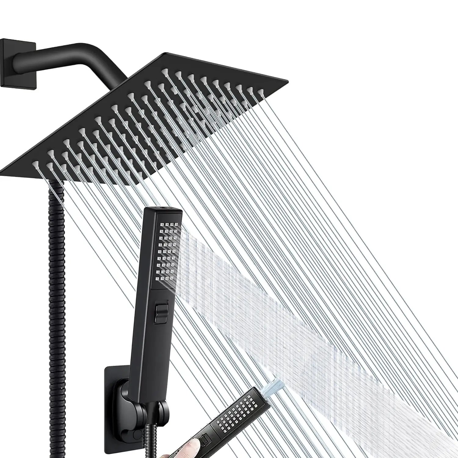 6'' High-Pressure Rainfall Stainless Steel Rain Shower Head 78'' Bath Shower Faucets 2-Settings Chrome Handheld Shower Combo