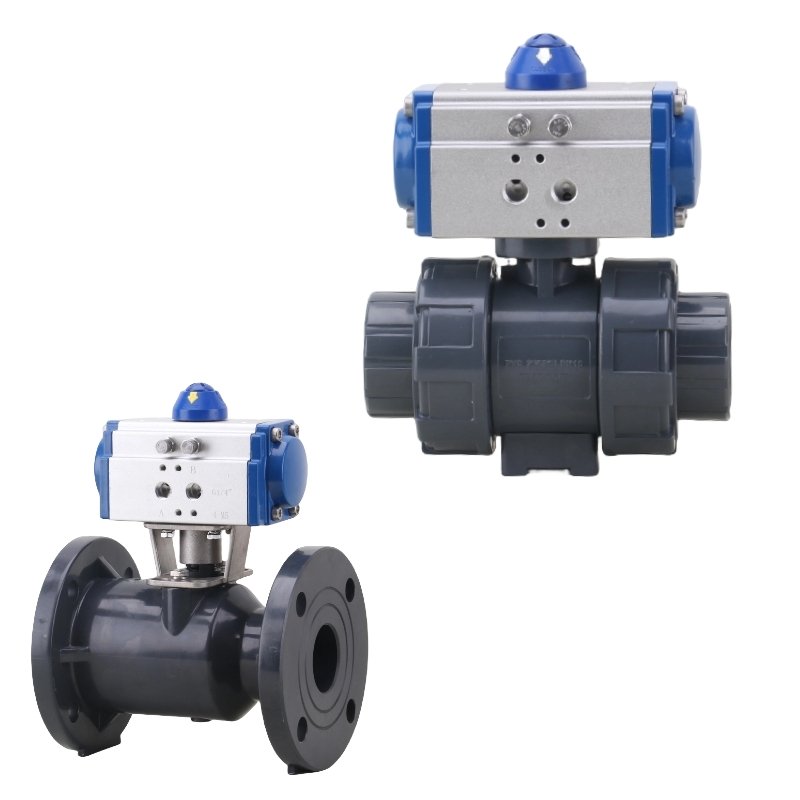 Acid and Alkali Corrosion Resistant Double-joint Plastic Chemical Union Chemical Pneumatic PVC Ball Valve