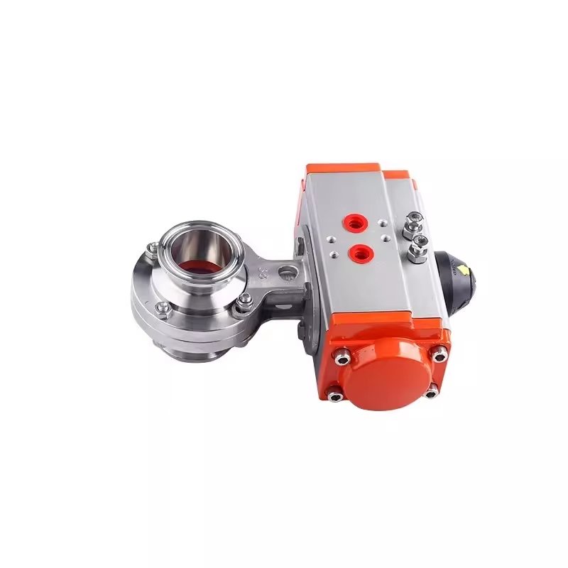 CHIMING Sanitary Tri Clamp Food Grade Stainless Steel 304 Tri Clamp Pneumatic Actuator butterfly Valve