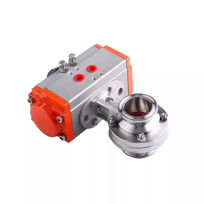 CHIMING Sanitary Tri Clamp Food Grade Stainless Steel 304 Tri Clamp Pneumatic Actuator butterfly Valve
