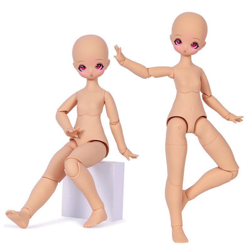 1/4 BJD Doll for Naked Joint Body Doll Open Head BJD Makeup Tan Skin Dolls DIY Changeable Eyes