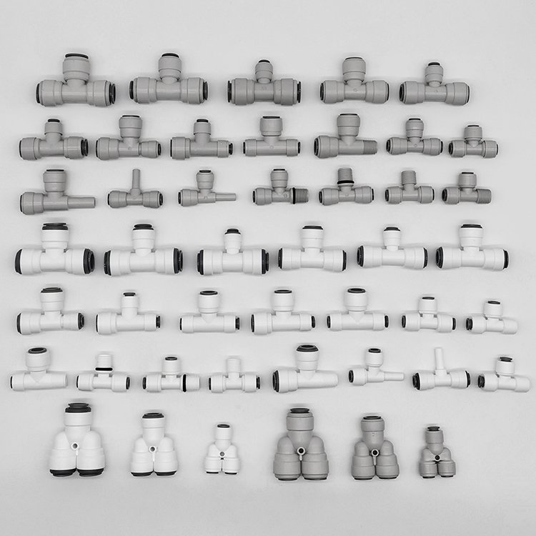 1/2" 1/4" 3/8" OD Tube Pipe Fitting T and Y Tee 3 Way Quick Connect Ball Valve
