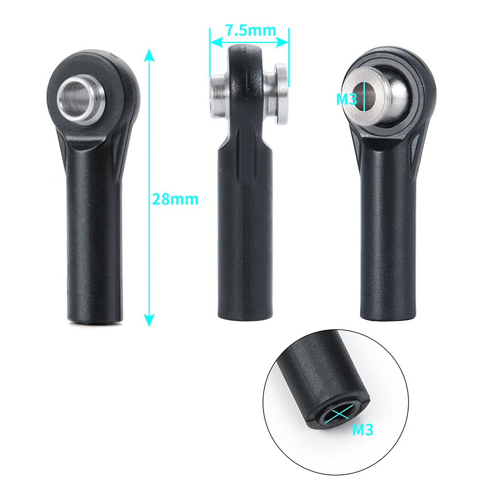 Set of 10 M3 Plastic Ball Head Orthodontic Link Rod End Ball Joints 1/10 RC Rock Crawlers Cars for SCX10 90046 Battery Powered