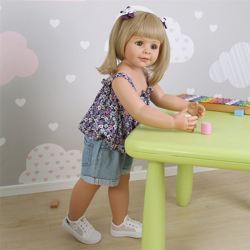 NPK 85CM Reborn Toddler Doll Standing Ball Jointed Full Body Real Child Size Model Bebe Doll Big Doll