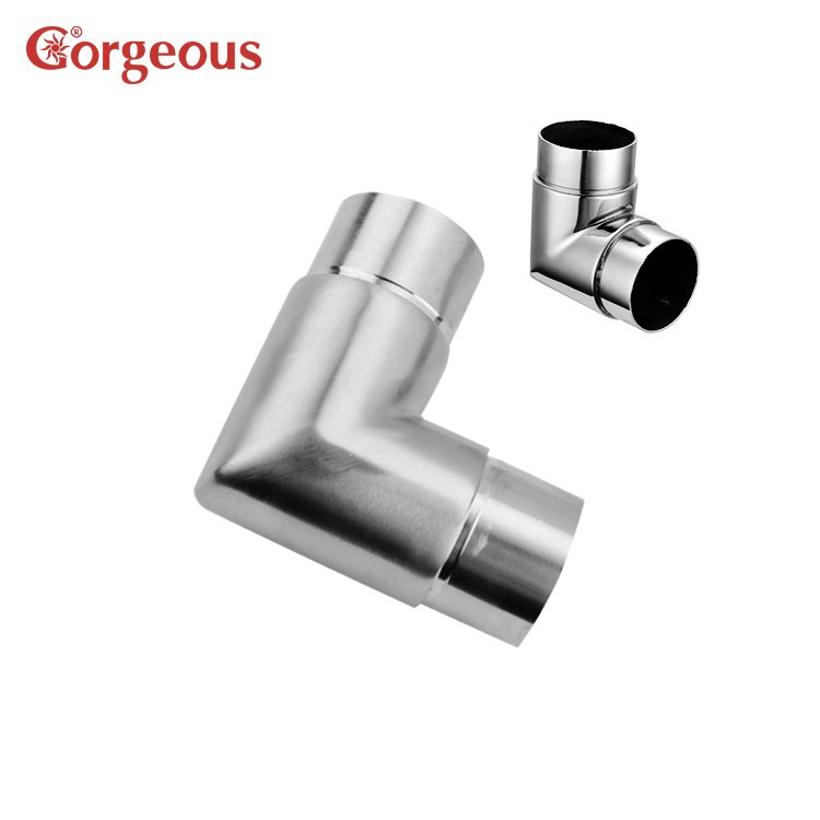 Manufacturer's Steel and Stainless Steel Stair Railing Fittings Round Handrail 90 Degree Ball Joint Connector Elbows
