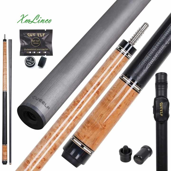Xmlinco High Quality Billiard Pool Cue Carbon Fiber Shaft Real Leather Warp 1/2 Split Cue 12.5mm Tip Size