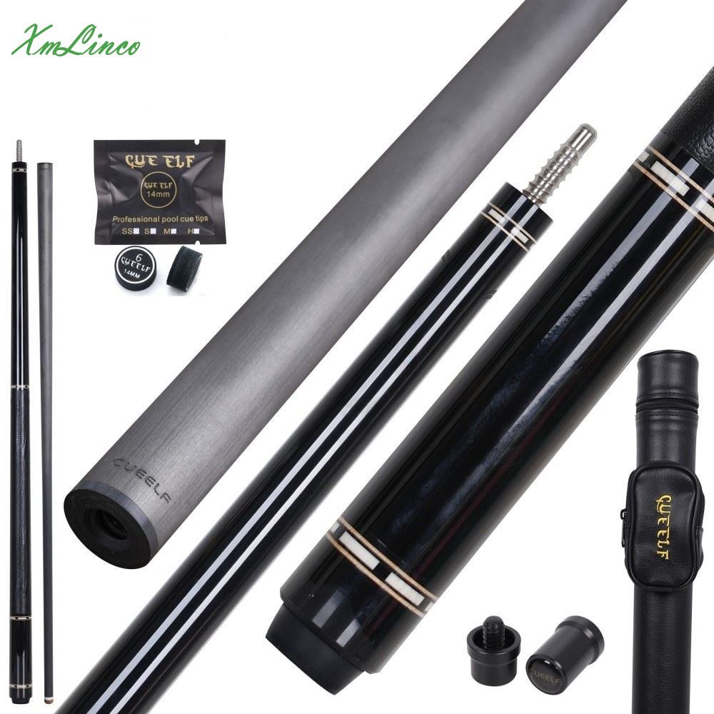 Xmlinco High Quality Billiard Pool Cue Carbon Fiber Shaft Real Leather Warp 1/2 Split Cue 12.5mm Tip Size