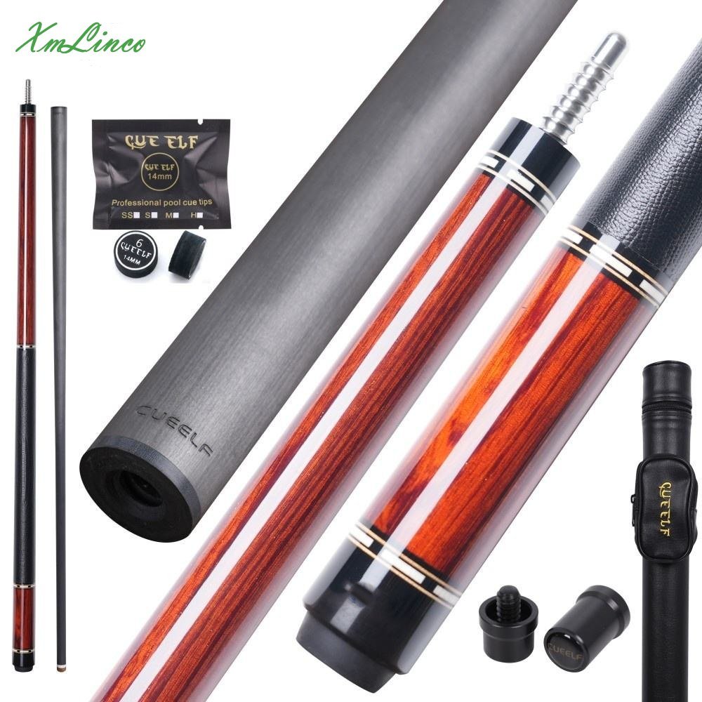 Xmlinco High Quality Billiard Pool Cue Carbon Fiber Shaft Real Leather Warp 1/2 Split Cue 12.5mm Tip Size