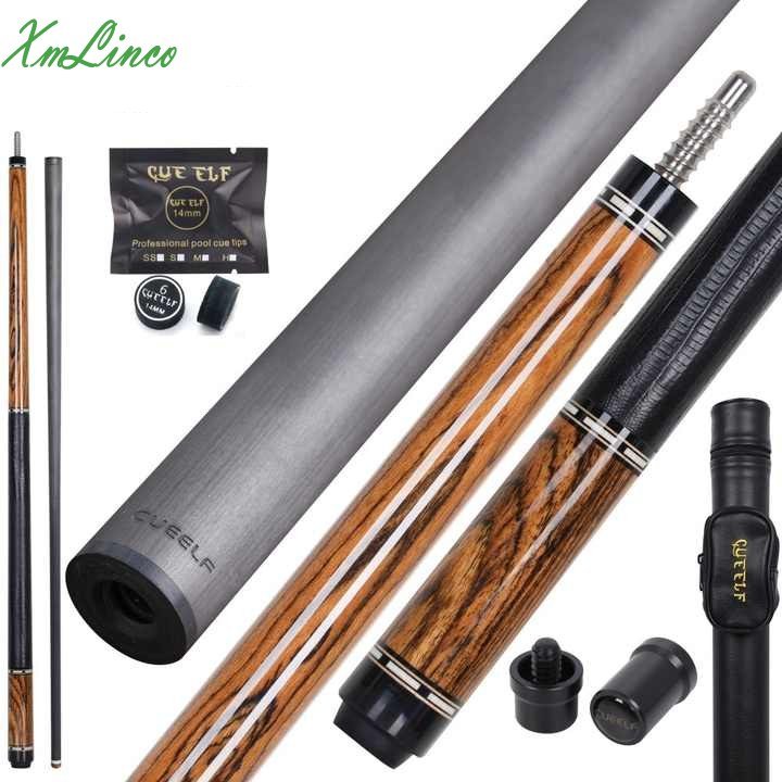 Xmlinco High Quality Billiard Pool Cue Carbon Fiber Shaft Real Leather Warp 1/2 Split Cue 12.5mm Tip Size