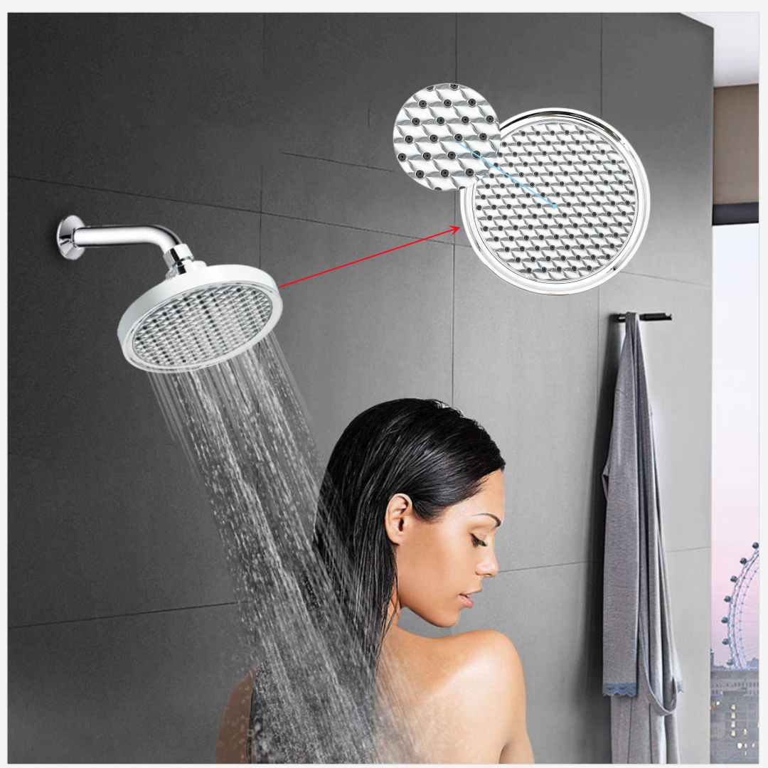 Removable Water Restrictor Fixed Chrome Showerhead Adjustable Metal High Pressure Showerhead Upgraded Fixed, Fixed Showerhead