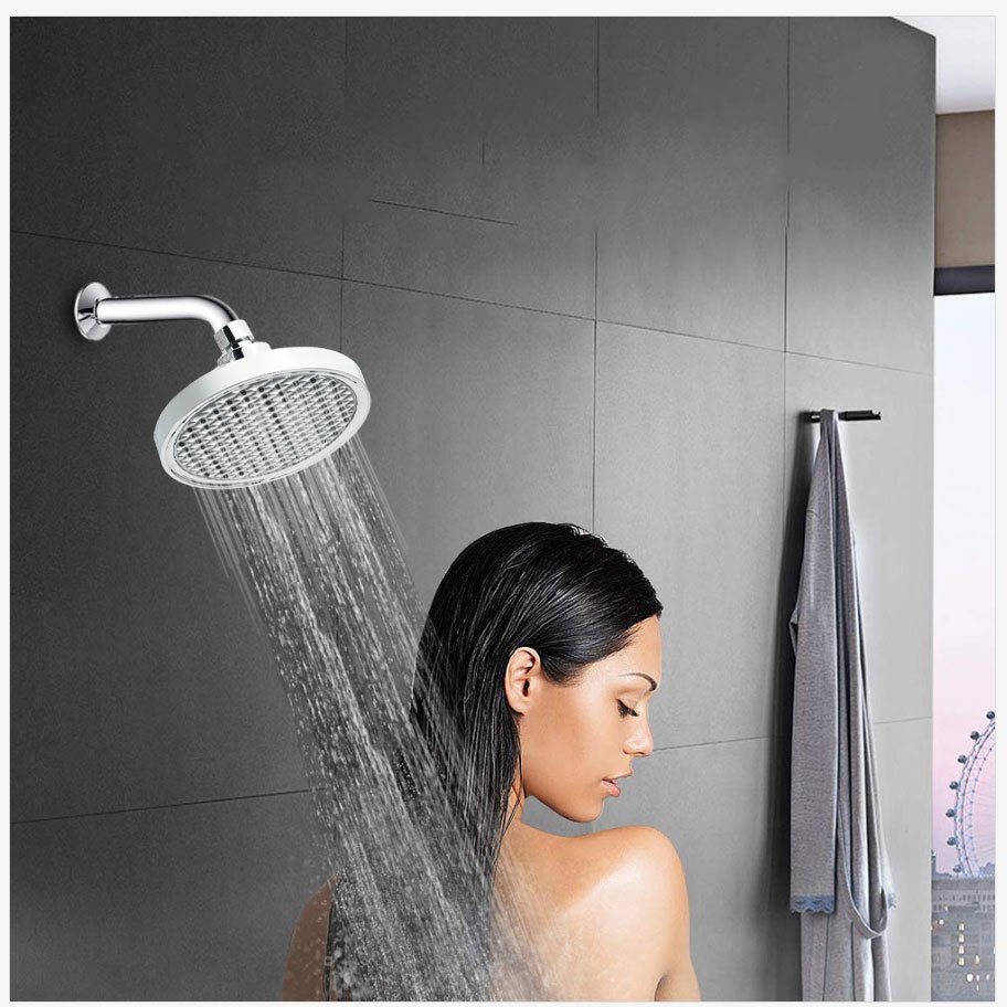 Removable Water Restrictor Fixed Chrome Showerhead Adjustable Metal High Pressure Showerhead Upgraded Fixed, Fixed Showerhead