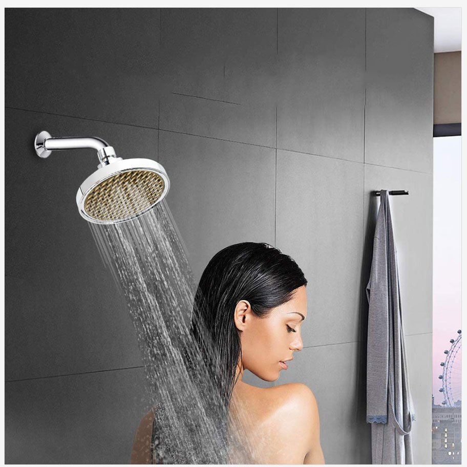 Removable Water Restrictor Fixed Chrome Showerhead Adjustable Metal High Pressure Showerhead Upgraded Fixed, Fixed Showerhead