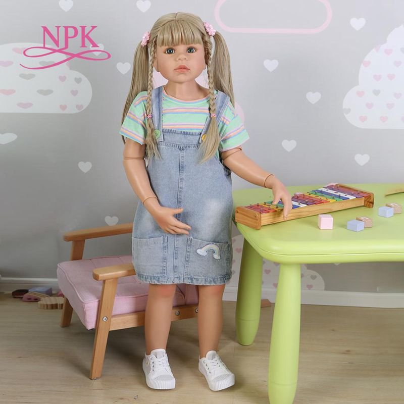 NPK 98CM Toddler Baby Girl Original Masterpiece Doll 3-4years Old Real Baby Dress Model Ball Jointed Body Doll Collectibles