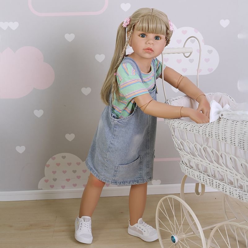 NPK 98CM Toddler Baby Girl Original Masterpiece Doll 3-4years Old Real Baby Dress Model Ball Jointed Body Doll Collectibles