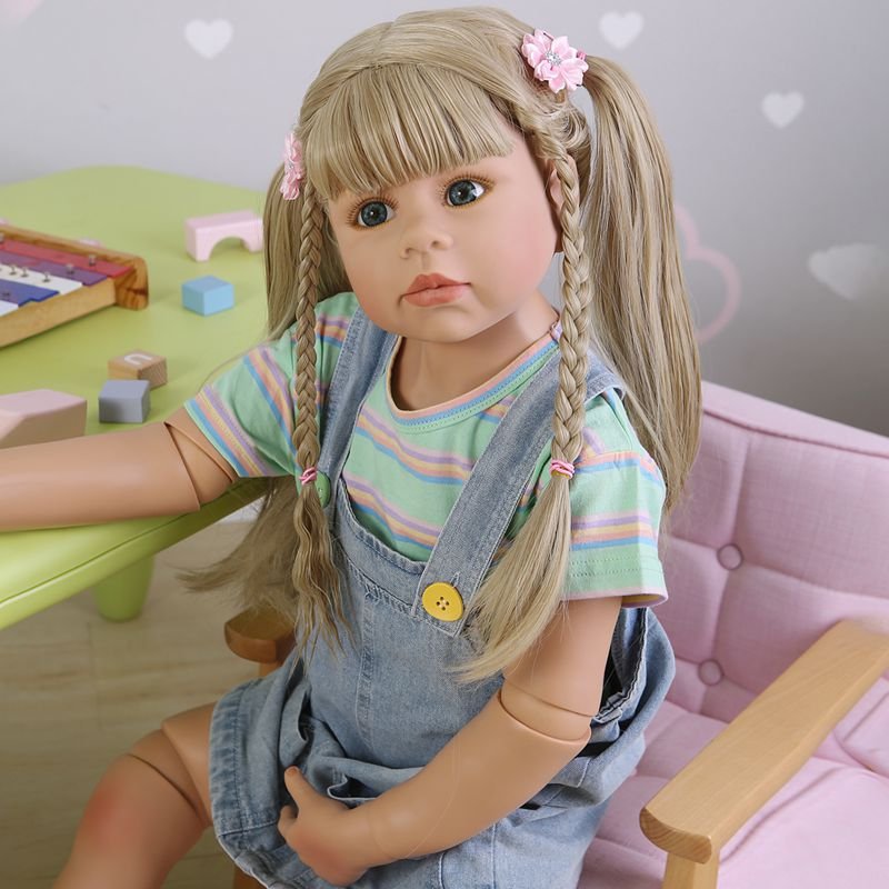 NPK 98CM Toddler Baby Girl Original Masterpiece Doll 3-4years Old Real Baby Dress Model Ball Jointed Body Doll Collectibles
