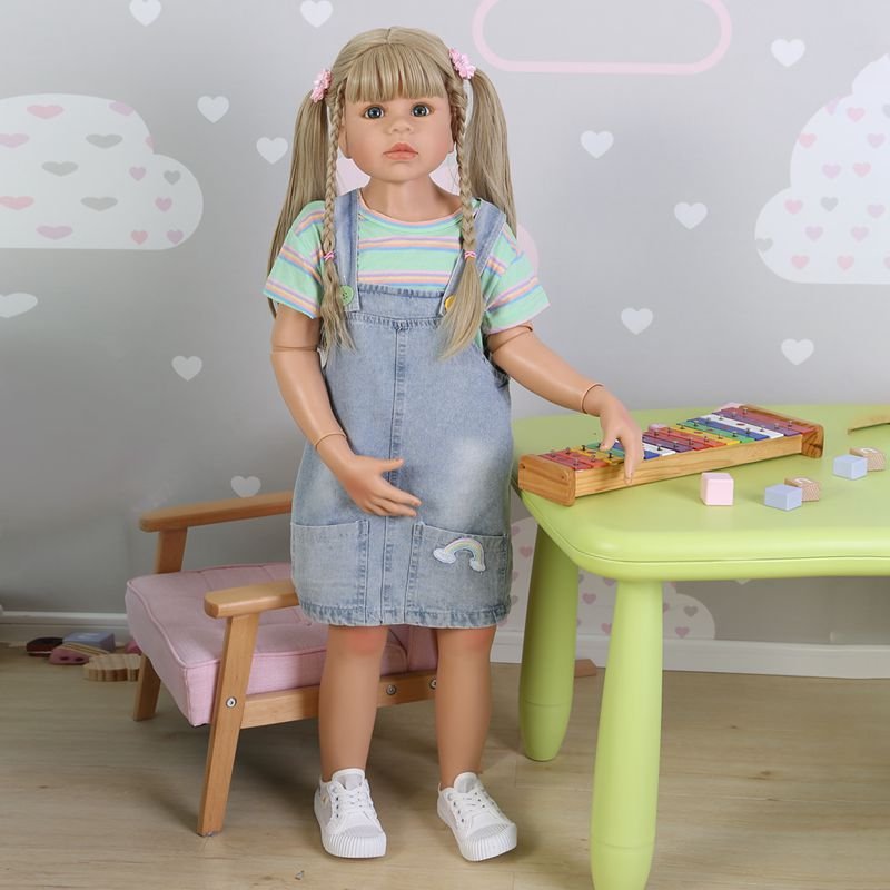 NPK 98CM Toddler Baby Girl Original Masterpiece Doll 3-4years Old Real Baby Dress Model Ball Jointed Body Doll Collectibles