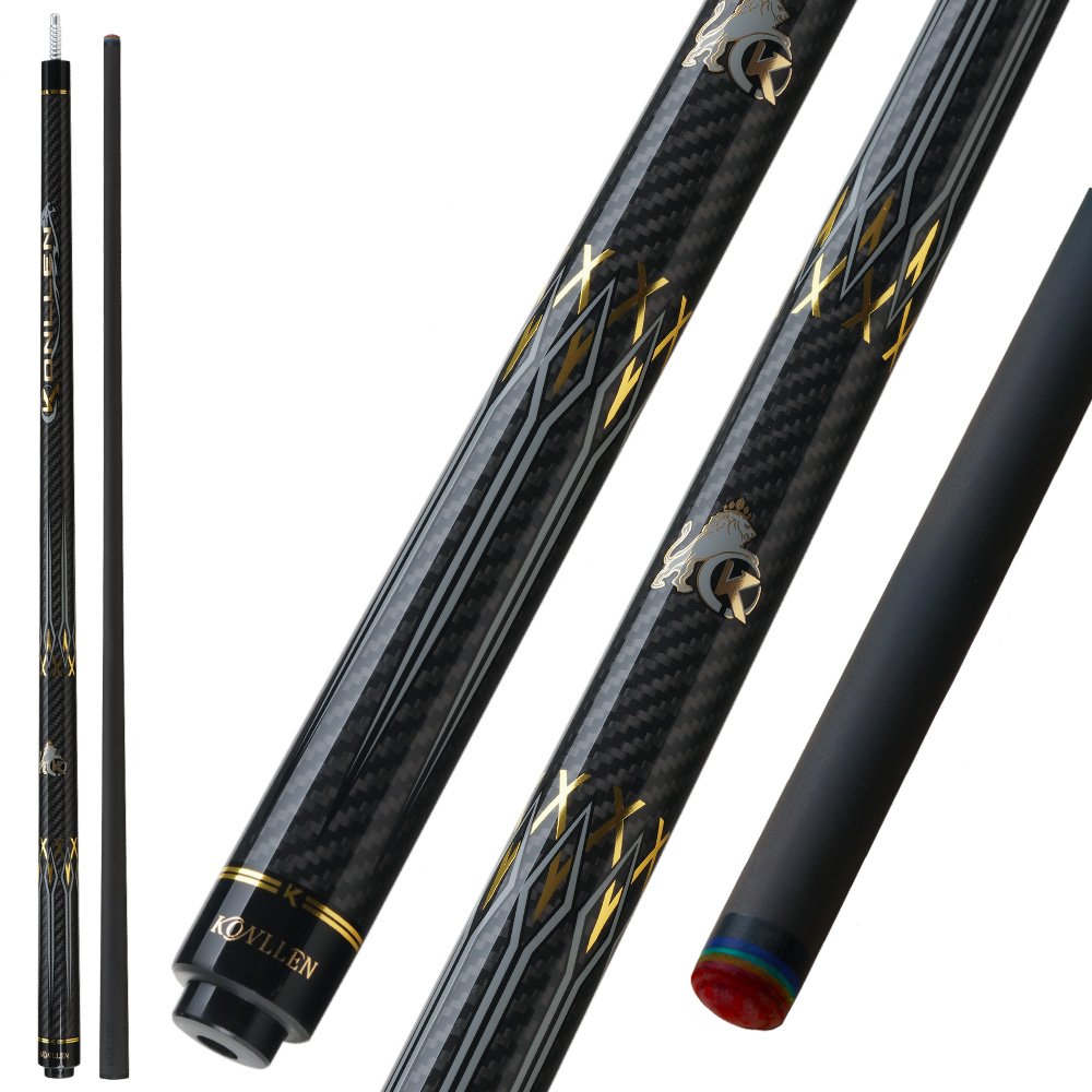 KONLLEN Billiard KL-3K Carbon Fiber Pool Cue Stick 12.2mm Tip 3*8/8 Uniloc Joint Pin Professional Low Deflection Stick Kit