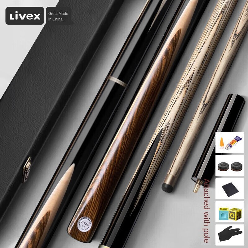 Hot Selling Ash Wood Split Small Tip Snooker Chinese Billiards Cue Stick With Accessories in Stock