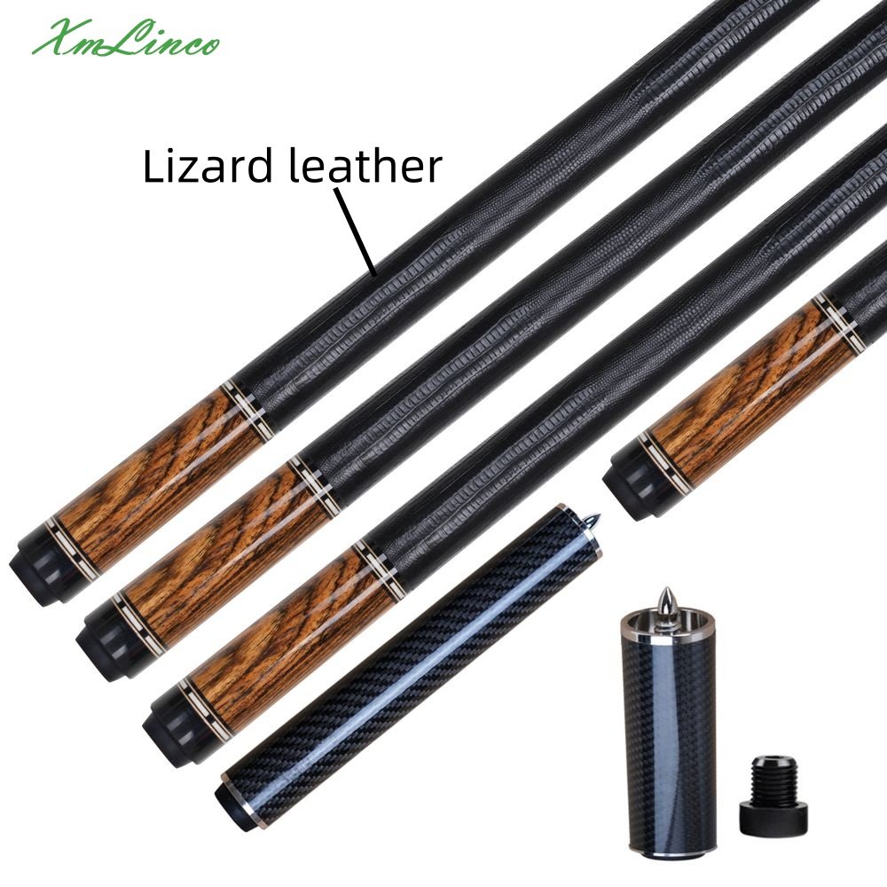 Xmlinco Handmade Billiard Pool Cue Caliburn Wood Lizard Leather Warp 12.5mm Tip Size Hard Maple Shaft 58 Inches