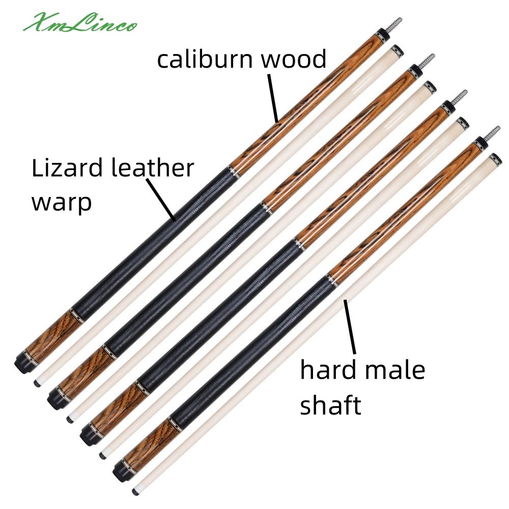 Xmlinco Handmade Billiard Pool Cue Caliburn Wood Lizard Leather Warp 12.5mm Tip Size Hard Maple Shaft 58 Inches