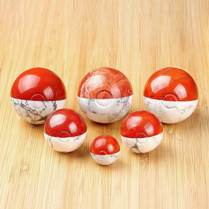 20/30/40MM Natural Howlite Red Jasper Jointed Elf Ball Hand Carved Poke Ball Crystal Healing Decor Crystal Ball Crystal Gift