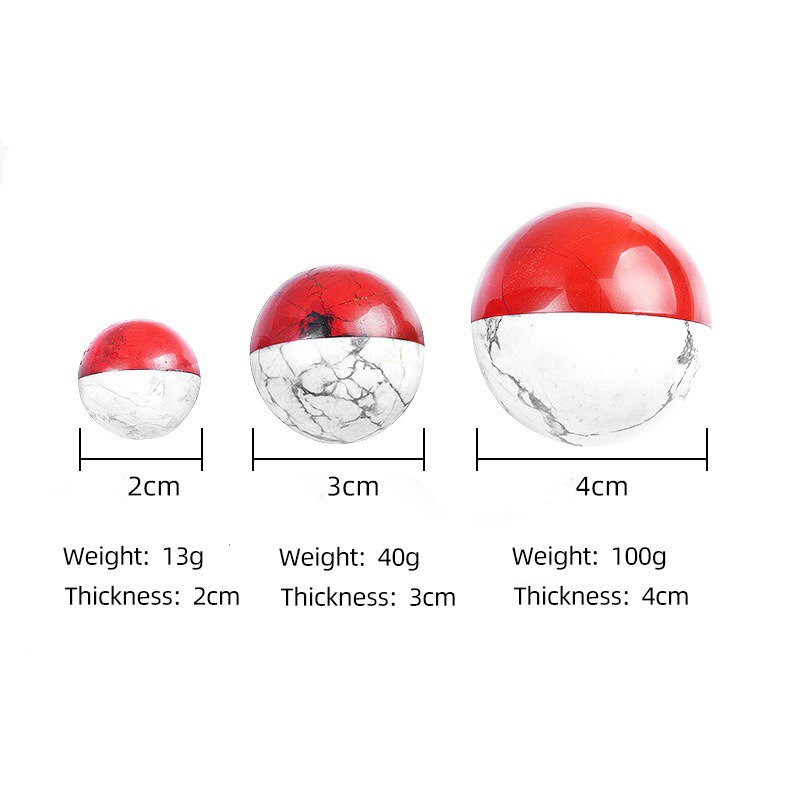20/30/40MM Natural Howlite Red Jasper Jointed Elf Ball Hand Carved Poke Ball Crystal Healing Decor Crystal Ball Crystal Gift