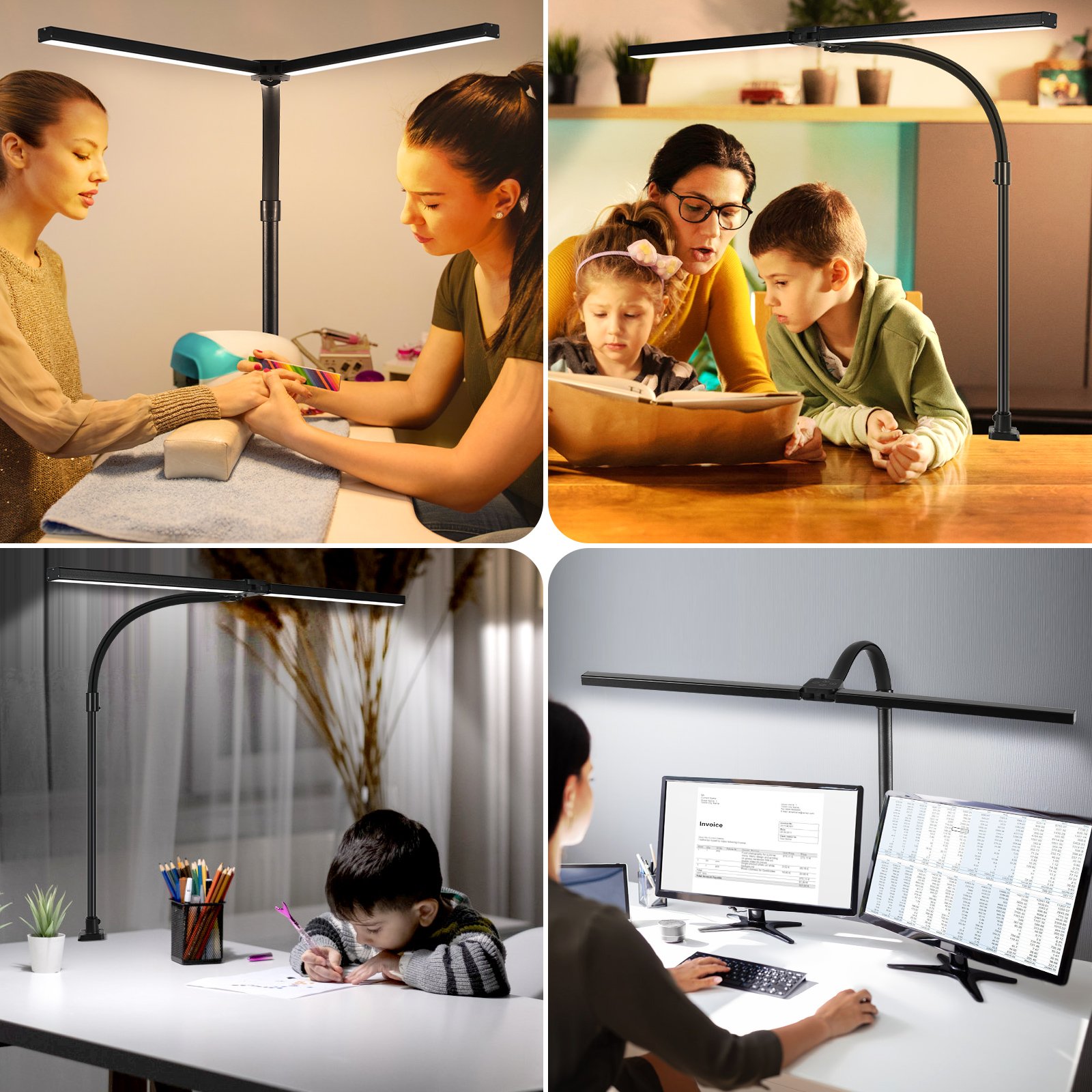 Low Bule ultra Bright Architect Task Dual Lamp Gooseneck Clip LED Desk Lamps Task Lamp with Flexible Swing Arm for Office Home