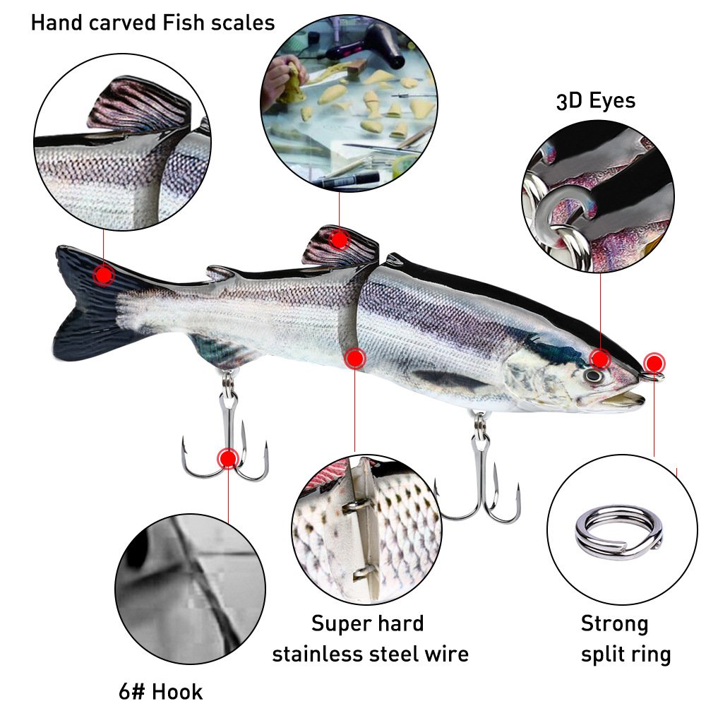 New Design Multi Jointed Swimbait with Ball 2 Section Swimming Fishing Lures for Bass Pike