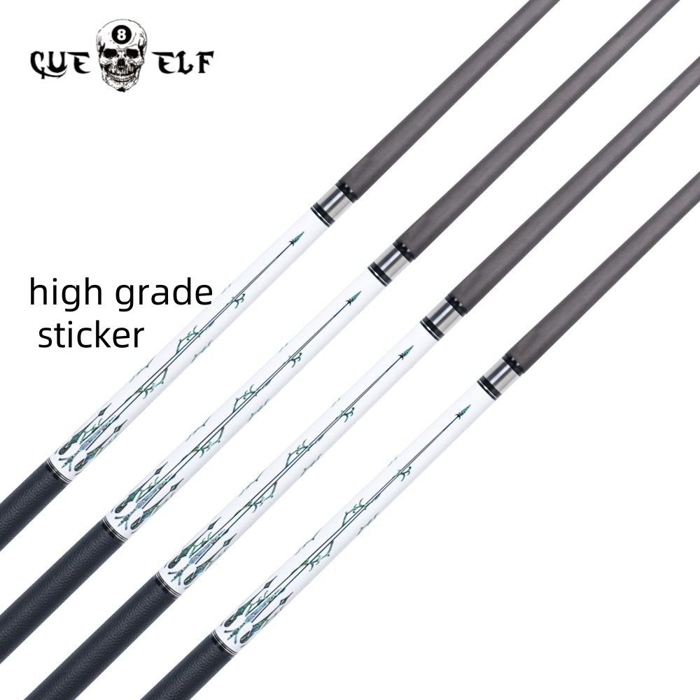CUEELF Carbon Fiber Billiard Pool Cue Sticks Exquisite Sticker Smooth Real Leather Wrap 12.5mm Tip Size 58 Inches